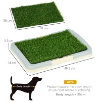 PawHut Puppy Training Pad, Indoor Portable Puppy Pad, with Artificial Grass, Grid, Panel, Tray, 46.5 x 34cm(m-3)