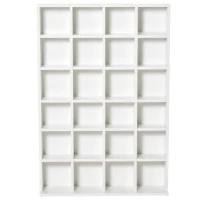 HOMCOM Mobile Libreria porta CD da 24 Ripiani ad Altezza Regolabile, in Truciolato, 130.5x89x20 cm, Bianco(m-4)