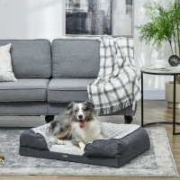 PawHut Lettino per Cani Taglia Media Imbottito con Cuscino Rimovibile Lavabile, 90x69x21cm, Grigio Carbone(m-2)