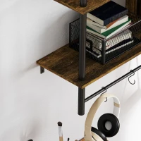 HOMCOM Three-Tier Floating Shelf - Brown/Black(m-9)