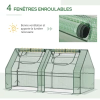 Outsunny Mini Serre de Jardin Serre à tomates mini serre tunnel Double bâche toit pointu 180L x 90l x 90H cm Acier PE PVC 2 fenêtres avec Zip enroulables Vert(m-6)