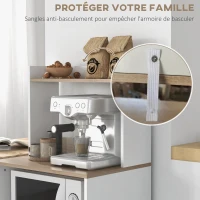 HOMCOM Meuble desserte de cuisine pour micro-ondes avec placard tiroir étagère supérieur 60 x 40 x 131 cm naturel et blanc(m-6)
