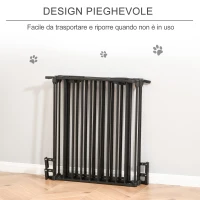 PawHut Cancellino per Cani Taglia Piccola e Media Pieghevole a 5 Pannelli, in Metallo e Plastica, 300x3x74.5 cm, Nero(m-5)