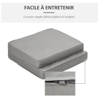 Outsunny Lot de 2 coussins de chaise coussins d'assise déhoussables coussins matelassé rembourré mousse polyester gris clair(m-6)