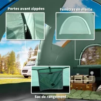 Outsunny Tente de camping familiale 5-6 pers. - tente tunelle étanche légère ventilée - grande porte + 2 fenêtres vert(m-8)