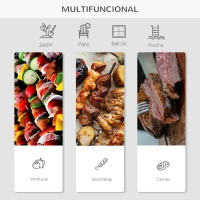 Outsunny Barbacoa de Carbón Portátil al Aire Libre Parrilla de Carbón Plegable Barbacoa de BBQ Vegetal Tamaño Compacto Facil Llevar para Exterior Acampada 59x43x39cm(m-7)