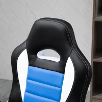 HOMCOM Computer Gaming Chair, Office Desk Swivel Chair, PU Leather Racing Chair with 90° Flip-up Armrest, Adjustable Height and Rolling Wheels, Blue(m-8)