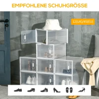 HOMCOM 8-teiliges Schuhregal, stapelbare Schuhboxen für Schuhe bis Größe 46, magnetische Türen, Kunststoff, 28 x 36 x 21 cm(m-7)