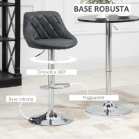 HOMCOM Set 2 Sgabelli da Bar con Altezza Regolabile, Base in Metallo e Seduta Finta Pelle, Sgabelli Alti Moderni Girevoli con Schienale e Poggiapiedi 46x48x83-104cm, Nero(m-5)