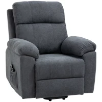 HOMCOM Fauteuil releveur électrique fauteuil massant inclinable avec repose-pied télécommande revêtement synthétique tissu gris(m-10)