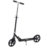 HOMCOM Trottinette Pliable Hauteur Guidon réglable sur 4 Niveaux système de freinage arrière pour enfant adolescent pois max. 100KG dim. 88L x 37l x 75-100H cm Noir(m-1)