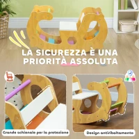AIYAPLAY Gioco per Bambini 2 in 1 Arco Montessoriano e Sedia a Dondolo per Uso Interno, in Legno di Pino, 91x41x48 cm(m-6)