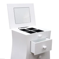 HOMCOM Armario Tocador Joyero 30x22x75cm con 1 Espejo 3 cajones y 2 colgadores Madera(m-6)