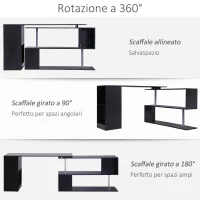 HOMCOM Scrivania Angolare Salvaspazio con Ripiano a S, Scrivania Moderna in Legno, 140x120x78 cm, Nero(m-7)
