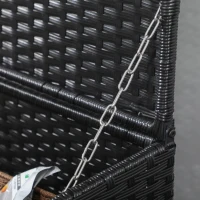 Outsunny Baule da Giardino in Rattan e Acciaio con Coperchio, 95x60x53cm, Nero(m-6)