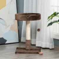PawHut Small Cat Tree for Indoor Cats with Sisal Scratching Post Kitten Bed Cushion Ball Toy, Brown, 45x45x70 cm(m-9)