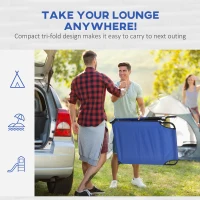 Outsunny Outdoor Folding Sun Lounger Set of 2 with Face Hole, 4 Level Adjustable Backrest Reclining Garden Lounger, Garden Recliner Sunbed with 600 D Oxford Cloth Seat and Pillow for Beach, Blue(m-8)