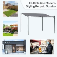 Outsunny 4 x 3 Meters Canopy Metal Wall Gazebo Awning Garden Marquee Shelter Door Porch - Grey(m-6)