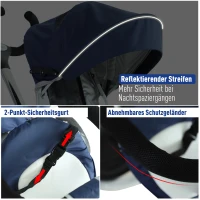 HOMCOM 4-in-1 Kinderdreirad, Kinder Fahrrad mit Sicherheitsgurt und Sonnendach, Dreirad, Kinderauto, Aluminium, Metall, Kunststoff, Blau, 118 x 53 x 105 cm(m-6)