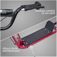 HOMCOM Trottinette patinette Enfants à partir de 5 Ans pneus 30 cm Guidon réglable poignée Frein et béquille Acier Rouge(m-6)