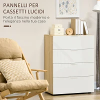 HOMCOM Cassettiera con 4 Cassetti per Soggiorno e Camera da Letto con Maniglie in Lega di Alluminio, 70x35x92cm, Bianco(m-5)