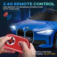 HOMCOM BMW i4 Licensed 12V Kids Electric Ride-On Car, Blue(m-5)