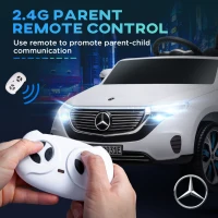 HOMCOM Mercedes Benz EQC Licensed 12V Kids Electric Ride On Car with Parental Remote Control Battery-powered 2 Motors Music Lights Bluetooth for 3-5 Years Old White(m-5)