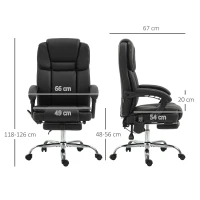 Vinsetto Verstellbarer Bürostuhl mit 6 Massagepunkten, Wärmefunktion, Fußstütze, Kunstleder, Schwarz(m-3)