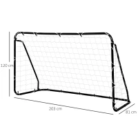 HOMCOM But de football - cage de foot - but d'entrainement dim. 203L x 81l x 120H cm - châssis métal époxy polyester - piquets inclus - noir(m-3)