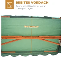 Outsunny Hollywoodschaukel Gartenschaukel, inkl. Sonnendach, wetterbeständig, 235 cm x 128 cm x 180 cm, Grün + Natur(m-5)