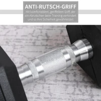 HOMCOM Kurzhantel, 17,5 kg Hantel, Hantel, Gewicht, Anti-Rutsch-Griff, Schwarz + Silber(m-5)