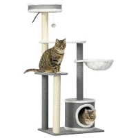 PawHut Cat Tree for Indoor Cats, Cat Tower with Scratching Posts, Multi-level Kitten Climbing Tower, 132cm(m-1)