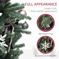 HOMCOM 5ft Artificial Christmas Tree, with Purple Decorations and Lights(m-6)