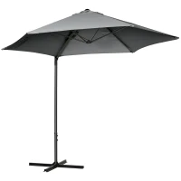 Outsunny 2.5M Garden Cantilever Parasol, Offset Roma Patio Umbrella Hanging Sun Shade Canopy Shelter with 360° Rotation and Cross Base, Dark Grey(m-11)