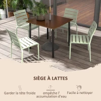 Outsunny Lot de 4 chaises de jardin chaises de bistro empilables avec assise et dossier à lattes dim. 42L x 54l x 78H cm vert(m-4)