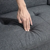 HOMCOM Divano Letto 3 Posti con Meccanismo Clic Clac, Schienale Reclinabile e 2 Cuscini, 189x91x84cm, Grigio(m-8)