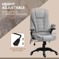 Vinsetto Office Chair, Ergonomic Desk Chair with 6-Point Massage and Back Heated, Linen-Feel Fabric Computer Gaming Chair with Arms, Lumbar Support, Light Grey(m-5)