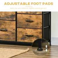 HOMCOM Bedroom Chest of Drawers, Industrial 5 Fabric Drawer Dresser with Open Shelf for Living Room, Rustic Brown(m-6)