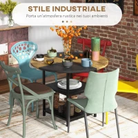 HOMCOM Tavolo da Pranzo per 4-6 Persone con 2 Ripiani Integrati, in Acciaio e MDF, Ø100x76 cm, Nero e Marrone(m-4)