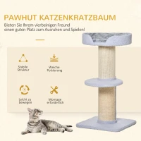 PawHut Kratzbaum 91 cm Katzenturm mit Sisalstämme, Plattform, Kissen mehrstöckiger Katzenkratzbaum, Kletterbaum, für mittelgroße Katzen, Hellblau(m-4)