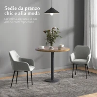 HOMCOM Set 2 Sedie da Pranzo Nordiche Imbottite con Braccioli Ricurvi in Tessuto Effetto Velluto, 54x57x80 cm, Grigio Scuro(m-4)