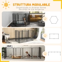 PawHut Recinto per Cani Grandi a 6 Pannelli Modulabili in Acciaio, 164x83x100 cm, Nero(m-5)