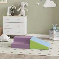 HOMCOM 2 Piece Soft Play Set for Toddler Climb and Crawl, for 12-36 Months, Blue(m-9)