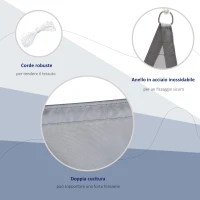 Outsunny Vela Ombreggiante Triangolare, Tenda da Sole per Esterno in Poliestere Anti UV Traspirante 4x4x4m Grigio(m-5)