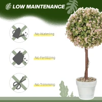 HOMCOM Set of 2 Decorative Artificial Plants, Murraya Flowers in Pot, Fake Plants for Home Indoor outdoor Decor, 60cm, Cream White(m-6)