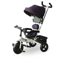 HOMCOM Tricycle Enfant évolutif Pare-Soleil Pliable Canne télescopique Amovible 92 x 51 x 110 cm Acier Violet Blanc(m-10)