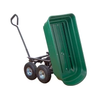 Outsunny 2 en 1 chariot de jardin à main et remorque benne basculante charge max. 200 Kg vert(m-5)
