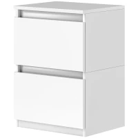 HOMCOM Nachttisch mit 2 Schubladen, Beistelltisch mit Stauraum, für Wohnzimmer, Schlafzimmer, Weiß(m-1)