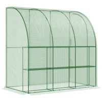 Outsunny Serra da Parete con 2 Ripiani per Piante e Fiori in Acciaio e PE, 214x120x215 cm, Verde(m-10)