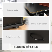 HOMCOM Bureau informatique étagères et tiroir, 120 x 50 x 85 cm, bureau d'ordinateur avec rangement support imprimant et clavier, table d'étude pour chambre, bureau, noir(m-6)